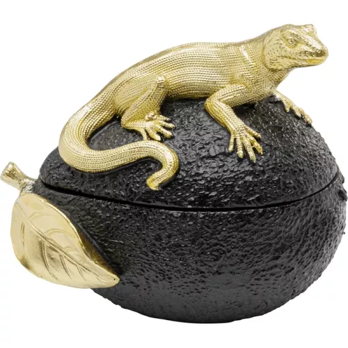 Dekorskrin Avocado Lizard svart 15 cm, Svart/Guld, mått 15 x 16.5 x 11 cm, i huvudvy