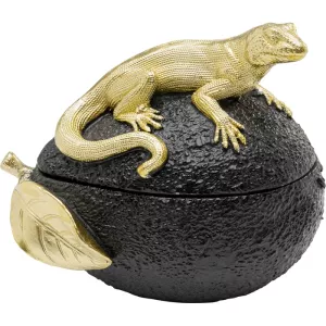Dekorskrin Avocado Lizard svart 15 cm, Svart/Guld, mått 15 x 16.5 x 11 cm, i huvudvy
