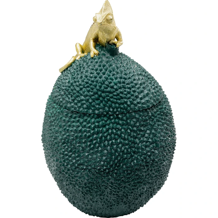 Dekorskrin Jackfruit Chameleon grön 41 cm, Grön/Guld, mått 41 x 26 x 27 cm, sedd framifrån