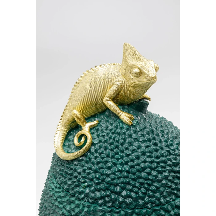 Dekorskrin Jackfruit Chameleon grön 41 cm, Grön/Guld, mått 41 x 26 x 27 cm, sedd framifrån