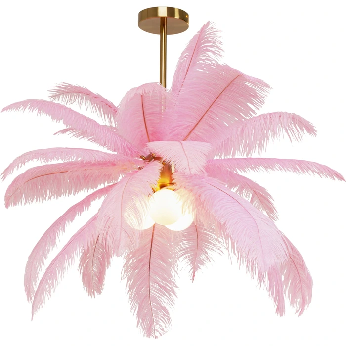 Taklampa Palmfjäder – Rosa, Ø87 cm