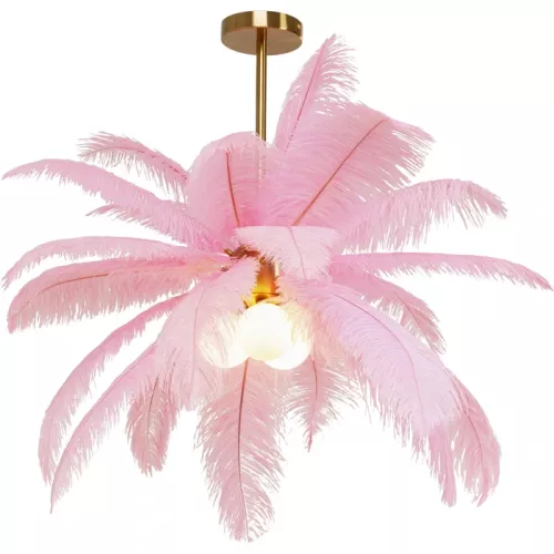 Taklampa Palmfjäder – Rosa, Ø87 cm