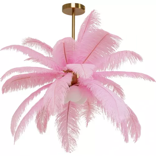 Taklampa Palmfjäder – Rosa, Ø87 cm