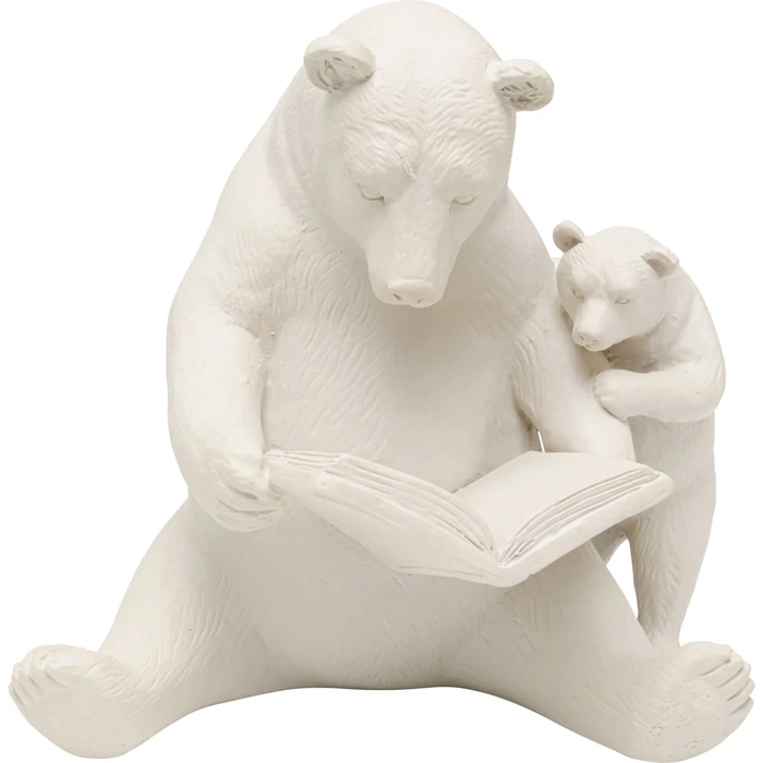 Skulptur Björnar läser greige 18 cm
