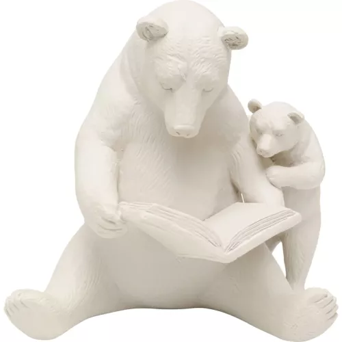 Skulptur Björnar läser greige 18 cm