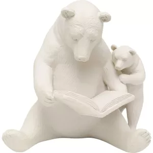 Skulptur Björnar läser greige 18 cm