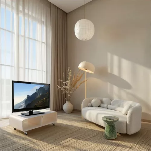 Golvlampa Loungy ecru/guld 160 cm