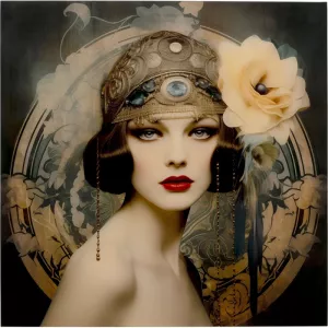 Glastavla Muse Art Nouveau 100 x 100 cm