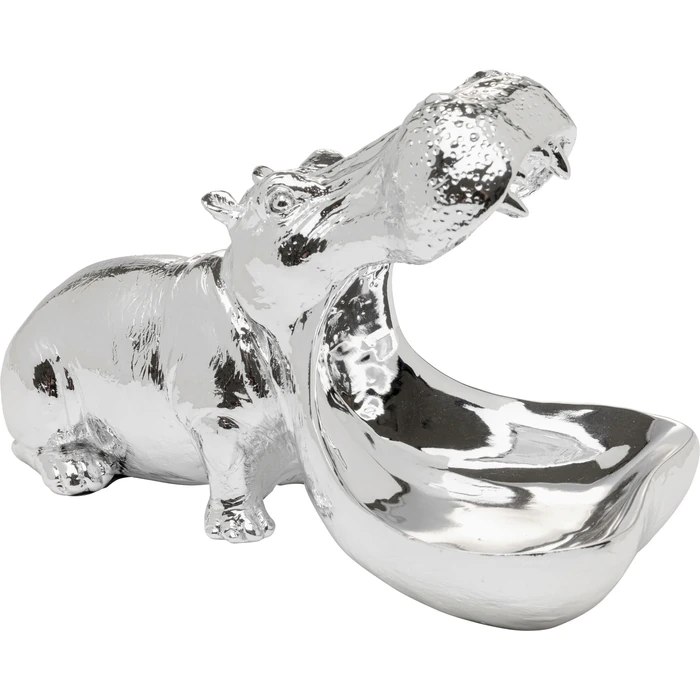 Dekorationsfigur Hungry Hippo silver, 17 cm, mått 17 x 14 x 27 cm, i huvudvy