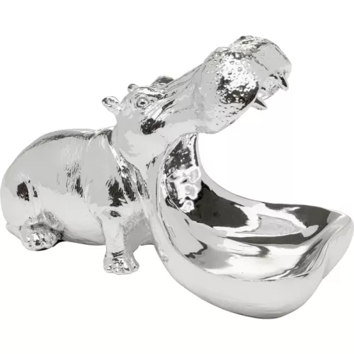 Dekorationsfigur Hungry Hippo silver, 17 cm, mått 17 x 14 x 27 cm, i huvudvy