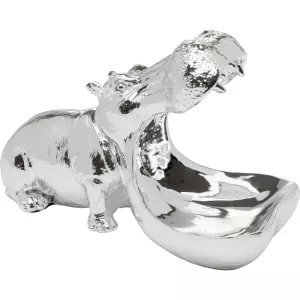 Dekorationsfigur Hungry Hippo silver, 17 cm, mått 17 x 14 x 27 cm, i huvudvy