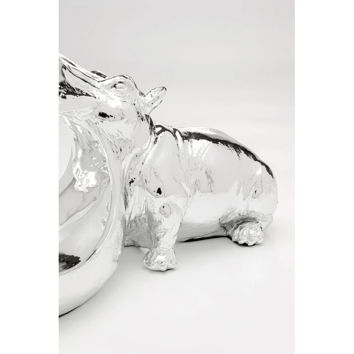Dekorationsfigur Hungry Hippo silver, 17 cm, mått 17 x 14 x 27 cm, med fokus på material och ytstruktur