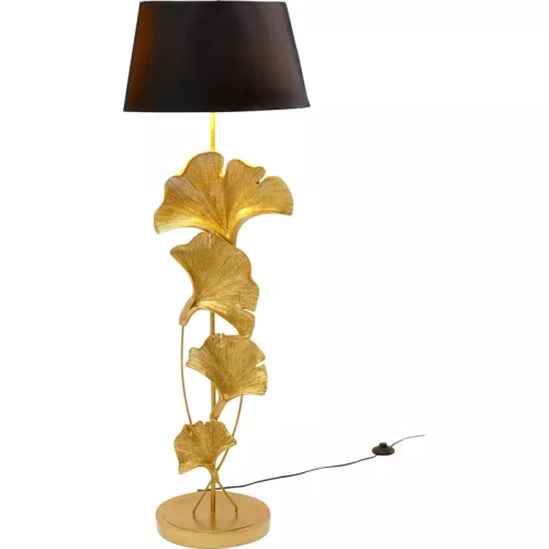 Golvlampa Ginkgo Leafs svart/guld, 129 cm