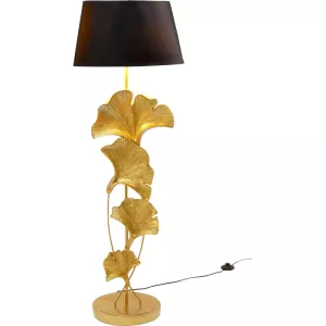 Golvlampa Ginkgo Leafs svart/guld, 129 cm