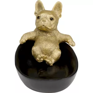 Dekorationsskål Bathing Bulldog guld/svart 21 cm
