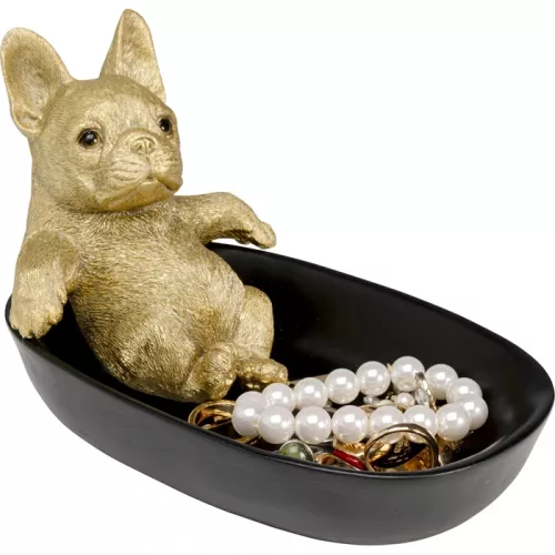 Dekorationsskål Bathing Bulldog guld/svart 21 cm