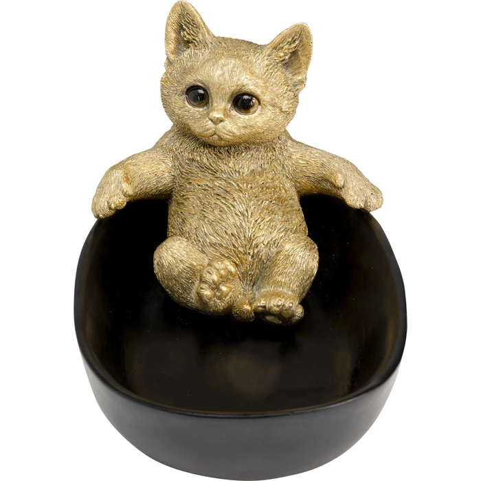 Dekorationsskål Bathing Cat guld/svart 20 cm