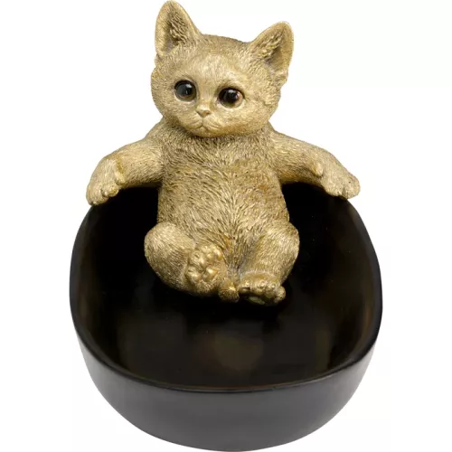 Dekorationsskål Bathing Cat guld/svart 20 cm