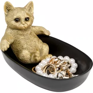 Dekorationsskål Bathing Cat guld/svart 20 cm