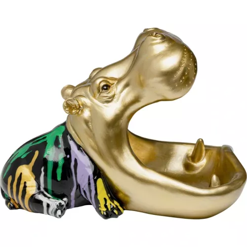 Dekorationsfigur Hungry Hippo guld, 31 cm, Flerfärgad/Guld, mått 21.5 x 30.5 x 21.5 cm, i huvudvy