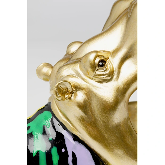 Dekorationsfigur Hungry Hippo guld, 31 cm, Flerfärgad/Guld, mått 21.5 x 30.5 x 21.5 cm, med fokus på material och ytstruktur