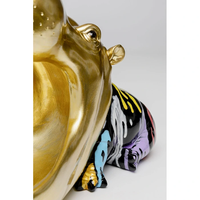 Dekorationsfigur Hungry Hippo guld, 31 cm, Flerfärgad/Guld, mått 21.5 x 30.5 x 21.5 cm, sedd ovanifrån