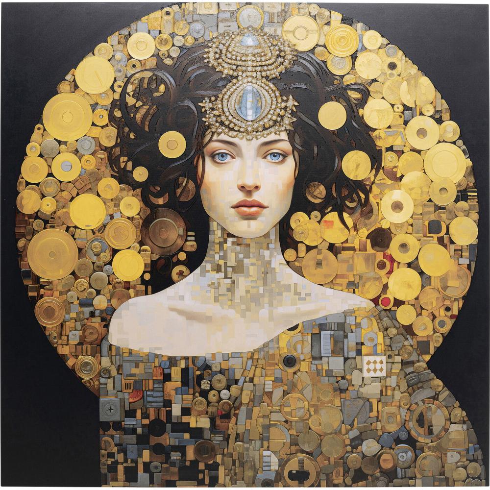 Glastavla Art Nouveau Lady 3D 80x80cm