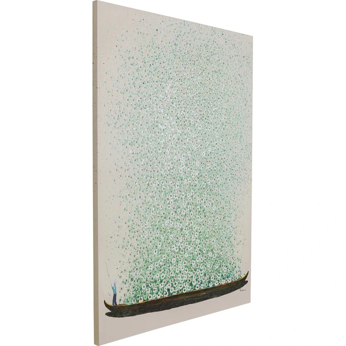 Tavla Flower Boat beige/grön, 40 x 50 cm, mått 50 x 40 x 3.5 cm, sedd från sidan