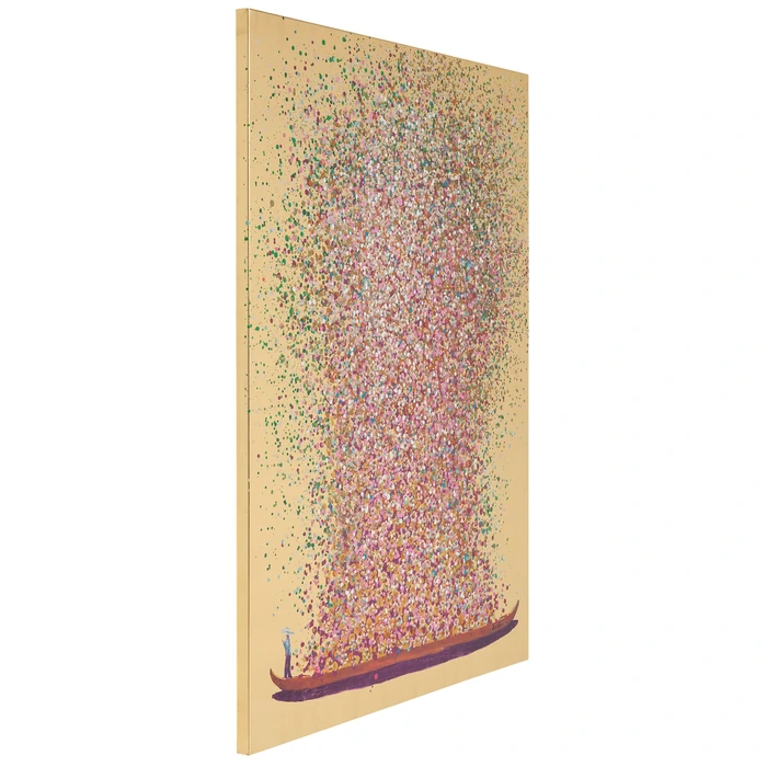 Tavla Flower Boat guld/rosa, 40 x 50 cm, mått 50 x 40 x 3.5 cm, sedd från sidan
