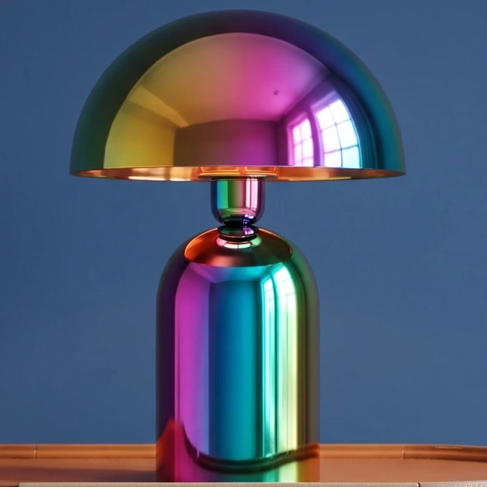 Bordslampa Rainbow mässing Ø37 cm, Flerfärgad, diameter 37 cm, placerad i rumsmiljö