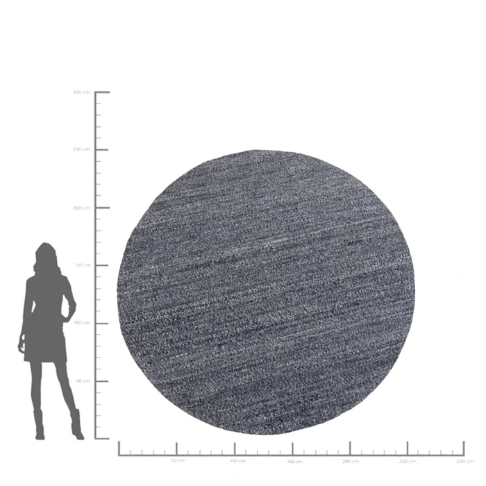 Matta Boucara blå Ø250 cm, diameter 250 cm, sedd framifrån