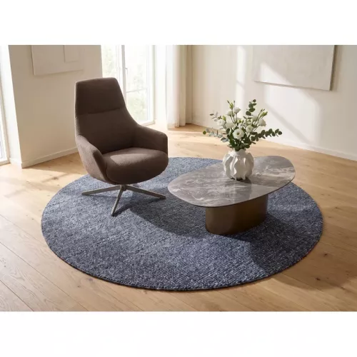 Matta Boucara blå Ø250 cm, diameter 250 cm, placerad i rumsmiljö