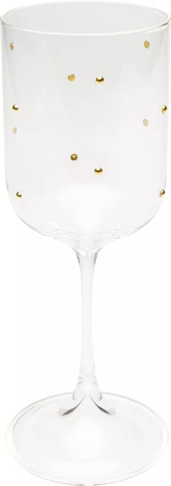 Vitvinsglas Glam Dots guld, 22 cm