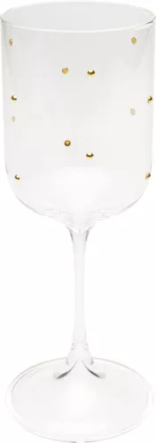 Vitvinsglas Glam Dots guld, 22 cm
