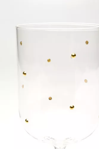 Vitvinsglas Glam Dots guld, 22 cm