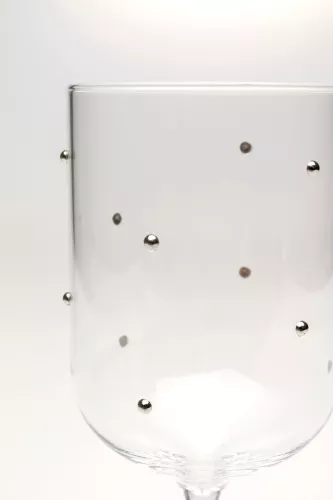 Vitvinsglas Glam Dots silver, 22 cm