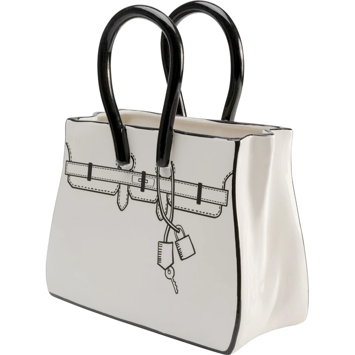 Vas Favola Bag vit, 31 cm, Vit/Svart, mått 31 cm, sedd från sidan