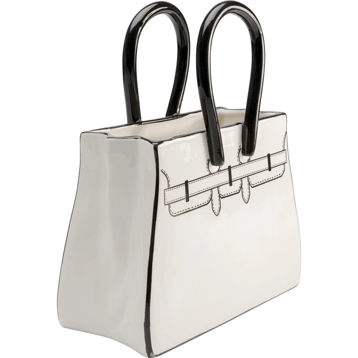 Vas Favola Bag vit, 31 cm, Vit/Svart, mått 31 cm, sedd bakifrån