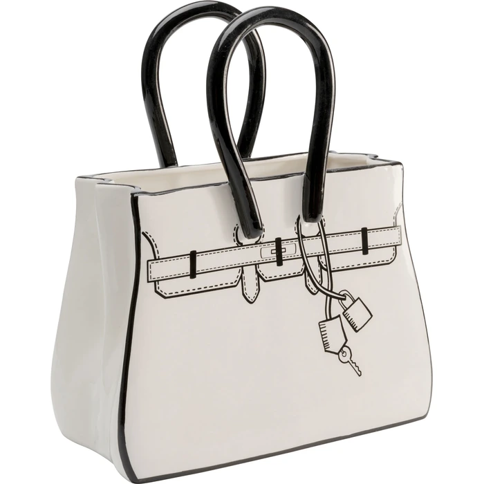 Vas Favola Bag vit, 31 cm, Vit/Svart, mått 31 cm, sedd ovanifrån