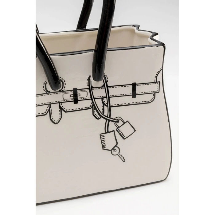 Vas Favola Bag vit, 31 cm, Vit/Svart, mått 31 cm, med fokus på material och ytstruktur