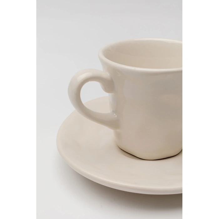 Espressokoppar Organic creme, 2-pack, Offwhite, mått 8.5 x 11.5 x 11.5 cm, sedd framifrån