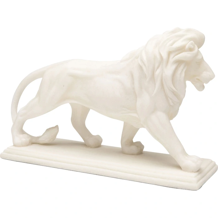 Dekorationsfigur Lion vit 31 cm, mått 31 cm, sedd från sidan