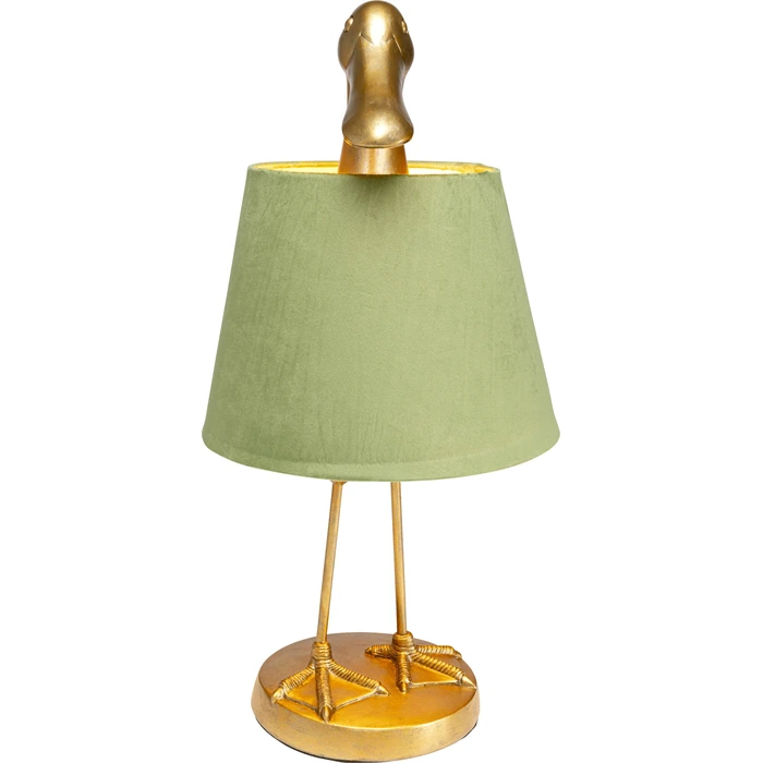 Bordslampa Duck med anka, 61 cm, Guld/Grön, mått 61 cm, sedd framifrån