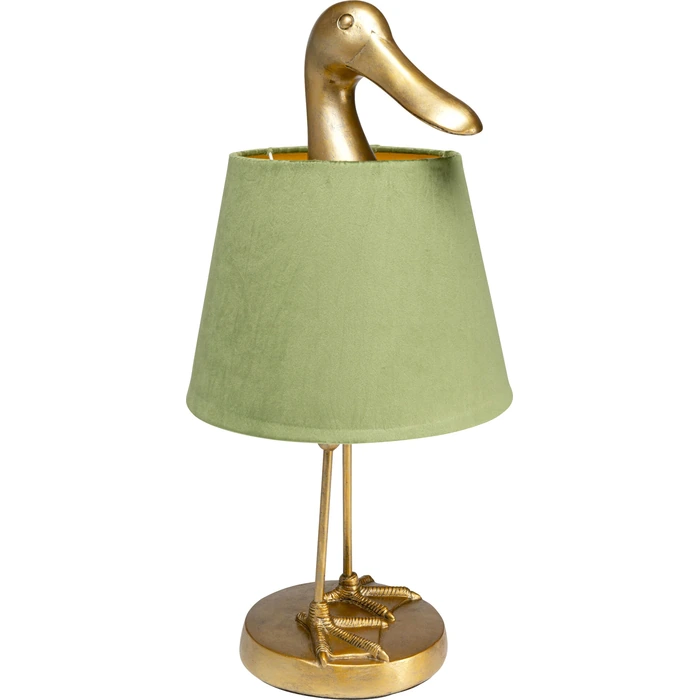 Bordslampa Duck med anka, 61 cm, Guld/Grön, mått 61 cm, sedd från sidan