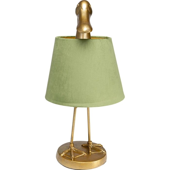 Bordslampa Duck med anka, 61 cm, Guld/Grön, mått 61 cm, sedd framifrån