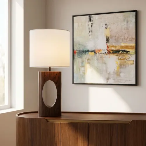 Bordslampa Suri i valnöt, 53 cm
