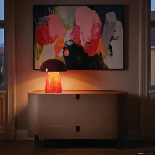 Bordslampa Fungo hallonröd, 37 cm
