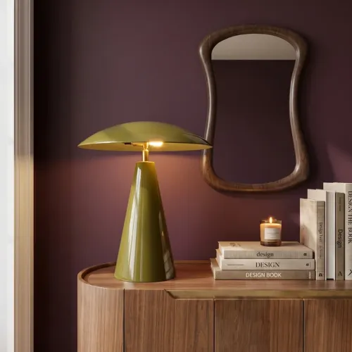 Bordslampa Fungo Flat grön, 33 cm
