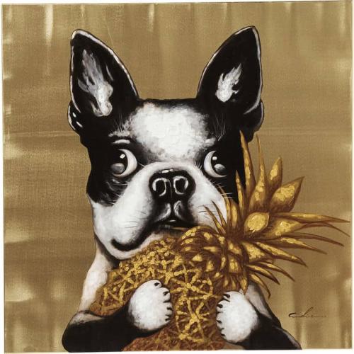Tavla Hund med Ananas, 80x80cm