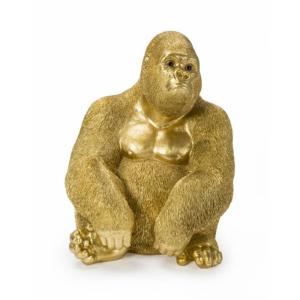 Skulptur Guld Gorilla, 38,5cm
